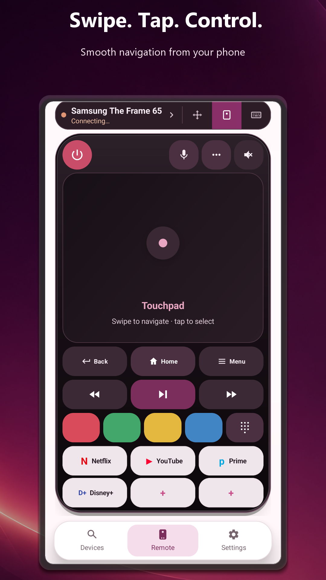 Remote touchpad screen